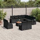 vidaXL Loungegrupp med dynor 12 delar svart konstrotting 3256951