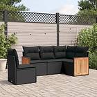 vidaXL Loungegrupp för trädgården med dynor 5 delar svart konstrotting 3227651