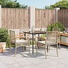 vidaXL Matgrupp för trädgården med dynor 5 delar beige konstrotting 3213625