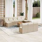 vidaXL Loungegrupp för trädgården m. dynor 11 delar beige konstrotting 3256660