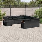 vidaXL Loungegrupp med dynor 12 delar svart konstrotting 3258982