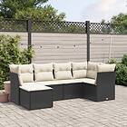 vidaXL Loungegrupp med dynor 6 delar svart konstrotting 3263172