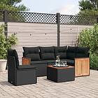 vidaXL Loungegrupp med dynor 6 delar svart konstrotting 3227658