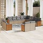 vidaXL Soffgrupp för trädgården med dynor 13 delar beige konstrotting 3228208