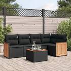 vidaXL Loungegrupp med dynor 6 delar svart konstrotting 3227630