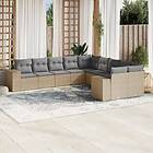 vidaXL Soffgrupp för trädgård med dynor 10 delar beige konstrotting 3255446
