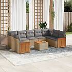 vidaXL Soffgrupp för trädgård med dynor 10 delar beige konstrotting 3227963