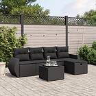 vidaXL Loungegrupp med dynor 6 delar svart konstrotting 3264091