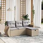 vidaXL Soffgrupp för trädgård med dynor 4 delar mixbeige konstrotting 3264065