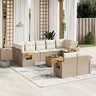 vidaXL Soffgrupp för trädgård med dynor 10 delar beige konstrotting 3227136