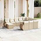 vidaXL Loungegrupp för trädgården m. dynor 11 delar beige konstrotting 3225190