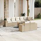 vidaXL Soffgrupp för trädgården med dynor 9 delar beige konstrotting 3225533