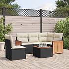 vidaXL Loungegrupp med dynor 6 delar svart konstrotting 3227659