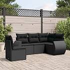 vidaXL Loungegrupp för trädgården med dynor 5 delar svart konstrotting 3221364