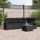 vidaXL Loungegrupp med dynor 6 delar svart konstrotting 3256881