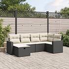 vidaXL Loungegrupp med dynor 6 delar svart konstrotting 3263482