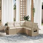 vidaXL Soffgrupp för trädgården med dynor 5 delar beige konstrotting 3220147