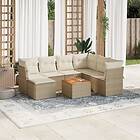 vidaXL Matgrupp för trädgården med dynor 8 delar beige konstrotting 3256093