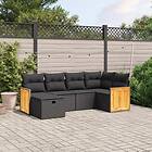 vidaXL Loungegrupp med dynor 6 delar svart konstrotting 3265731