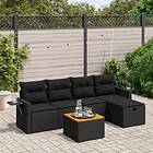 vidaXL Loungegrupp med dynor 6 delar svart konstrotting 3264940