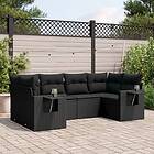 vidaXL Loungegrupp med dynor 6 delar svart konstrotting 3252912