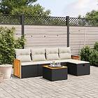 vidaXL Loungegrupp med dynor 6 delar svart konstrotting 3265725