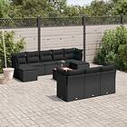 vidaXL Loungegrupp för trädgården m. dynor 11 delar konstrotting svart 3256209