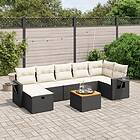 vidaXL Loungegrupp för trädgården med dynor 8 delar svart konstrotting 3264955