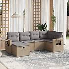 vidaXL Soffgrupp för trädgård med dynor 6 delar mixbeige konstrotting 3263795