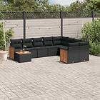 vidaXL Loungegrupp 10 delar med svarta dynor konstrotting 3227994