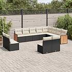 vidaXL Loungegrupp med dynor 12 delar svart konstrotting 3228149