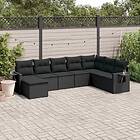 vidaXL Loungegrupp för trädgården med dynor 8 delar svart konstrotting 3220554
