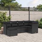 vidaXL Loungegrupp med dynor 6 delar svart konstrotting 3263171