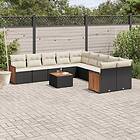 vidaXL Loungegrupp för trädgården m. dynor 11 delar konstrotting svart 3228037