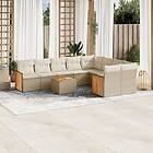 vidaXL Soffgrupp för trädgård med dynor 10 delar beige konstrotting 3227990