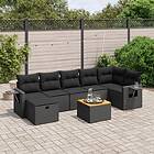 vidaXL Loungegrupp för trädgården med dynor 8 delar svart konstrotting 3264954