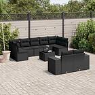 vidaXL Loungegrupp 10 delar med svarta dynor konstrotting 3255362