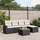 vidaXL Loungegrupp med dynor 6 delar svart konstrotting 3264829