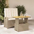 vidaXL Matgrupp för trädgården med dynor 2 delar beige konstrotting 3277358