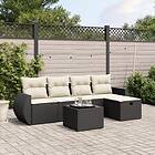 vidaXL Loungegrupp med dynor 6 delar svart konstrotting 3264092