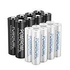 Powerowl 8-pack AA och 8-pack AAA uppladdningsbara batterier förladdade