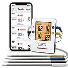 ThermoPro Bluetooth 5.0 digital stektermometer, grilltermometer, trådlös köttermometer med 4 sonder för BBQ