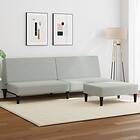 vidaXL Bäddsoffa 2-sits med fotpall ljusgrå sammet 3216231