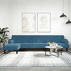 vidaXL L-formad bäddsoffa blå 260x140x70 cm sammet 3157241
