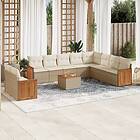 vidaXL Loungegrupp för trädgården m. dynor 11 delar beige konstrotting 3227801