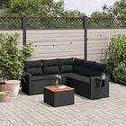 vidaXL Loungegrupp med dynor 6 delar svart konstrotting 3256888