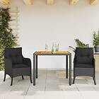 vidaXL Matgrupp för trädgården med dynor 3 delar svart konstrotting 3211866
