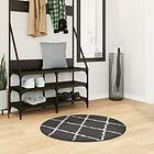 vidaXL Matta långluggad modern svart och gräddvit Ø 80 cm 375419