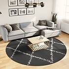 vidaXL Matta långluggad modern svart och gräddvit Ø 240 cm 375424