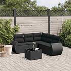 vidaXL Loungegrupp med dynor 6 delar svart konstrotting 3253692